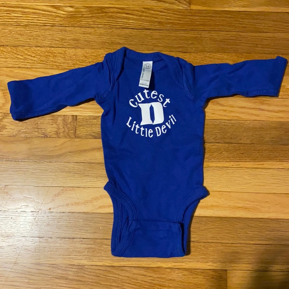 Newborn Duke blue devil long sleeve onesie
